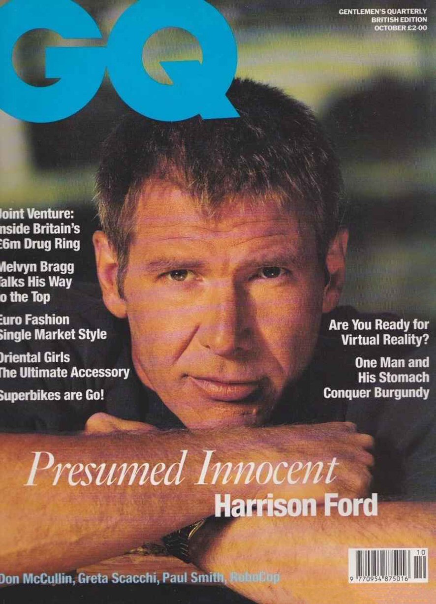 GENTLEMENS QUARTERLY (UK) magazine side cover  October 1990