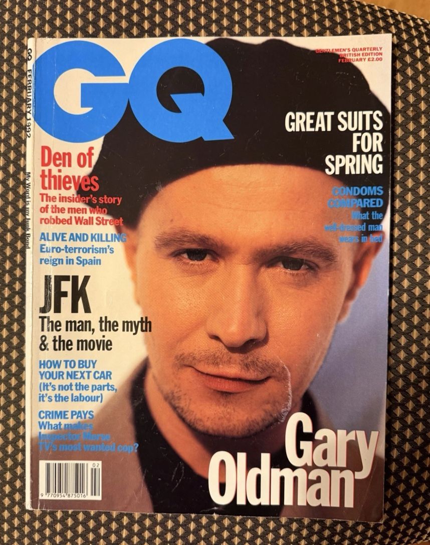 GENTLEMENS QUARTERLY (UK) magazine side cover  February 1992