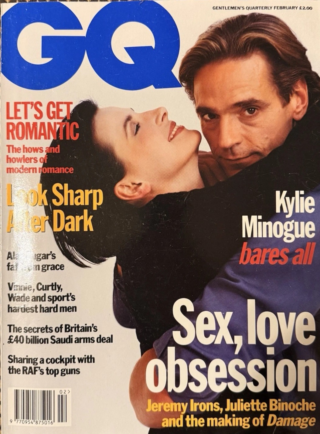 GENTLEMENS QUARTERLY (UK) magazine side cover  February 1993