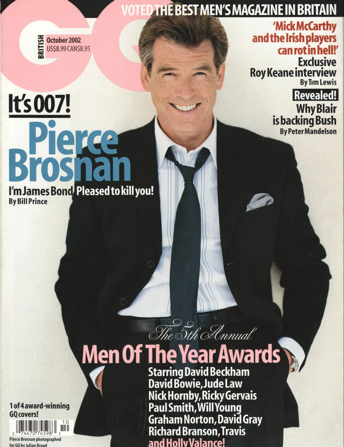 GENTLEMENS QUARTERLY (UK) magazine side cover  October 2002