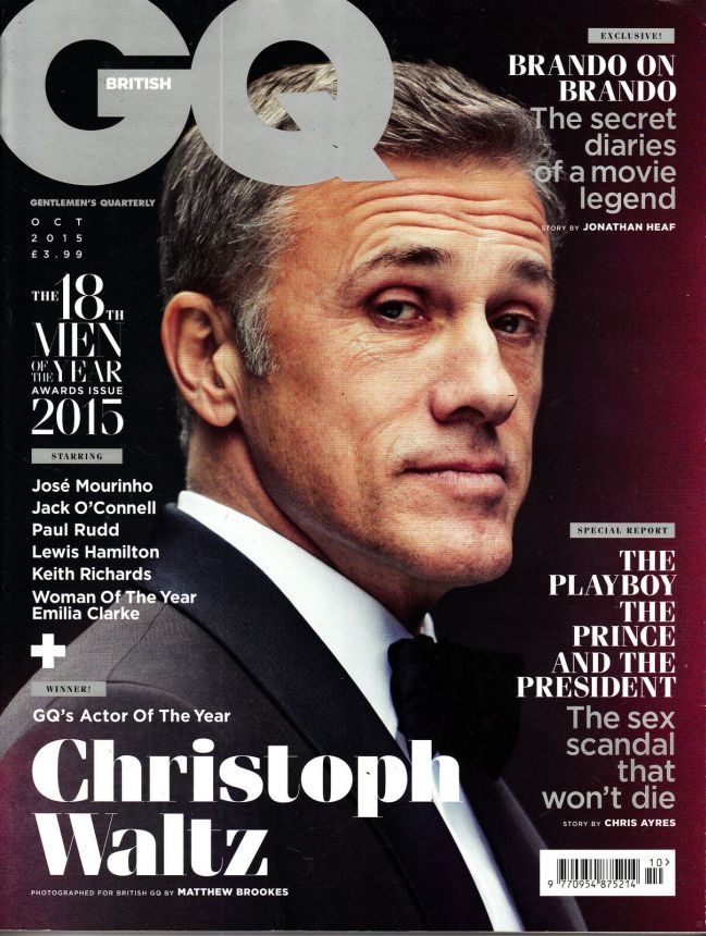 GENTLEMENS QUARTERLY (UK) magazine side cover  October 2015