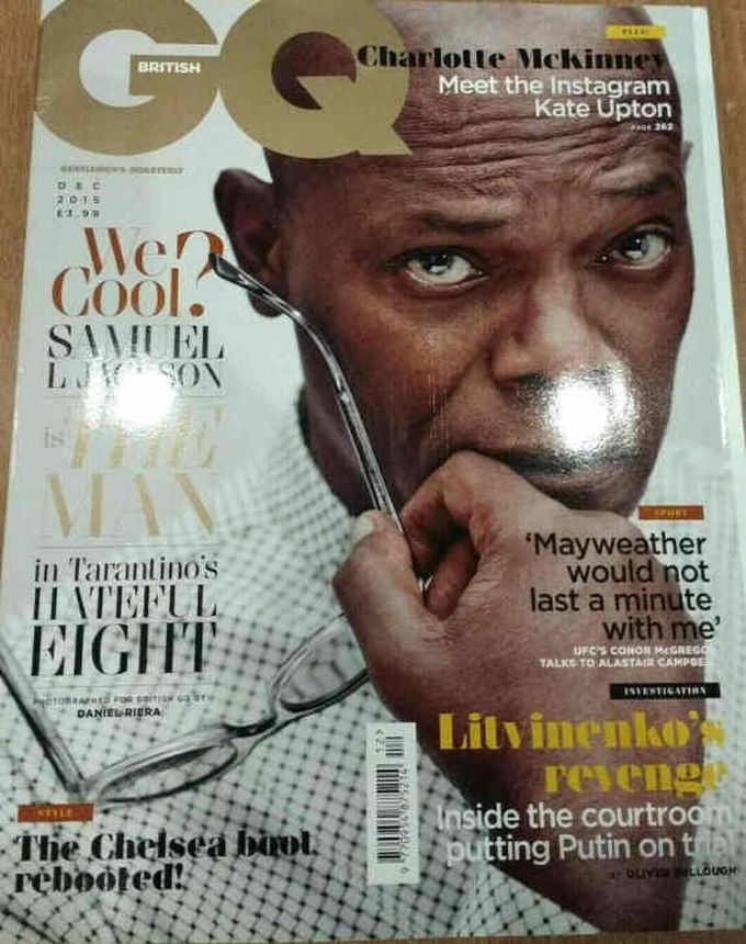 GENTLEMENS QUARTERLY (UK) magazine side cover  December 2015