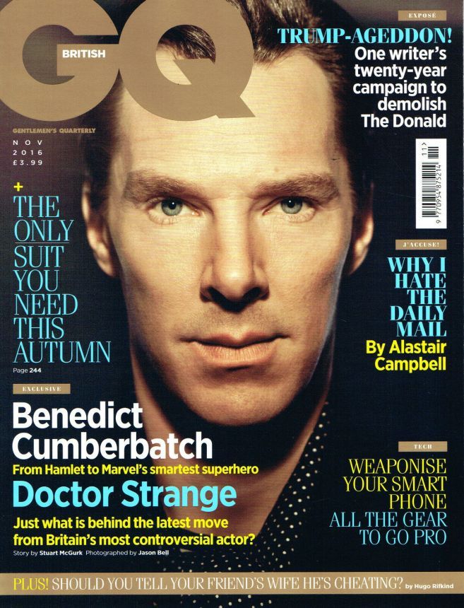 GENTLEMENS QUARTERLY (UK) magazine side cover  November 2016