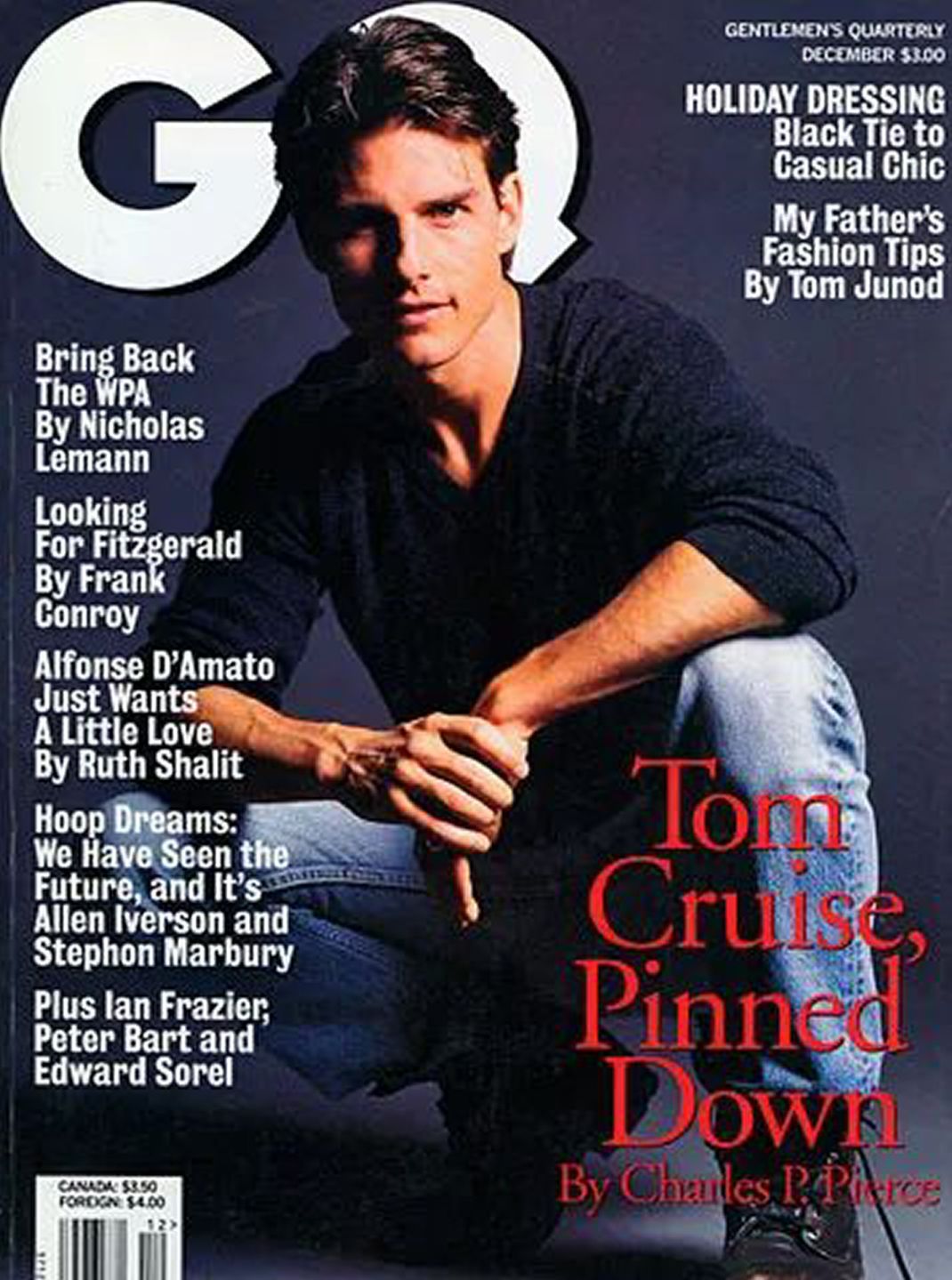 GENTLEMENS QUARTERLY magazine side cover  December 1996