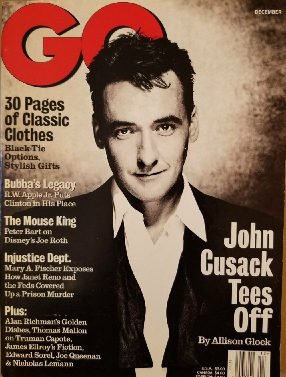 GENTLEMENS QUARTERLY magazine side cover  December 1997