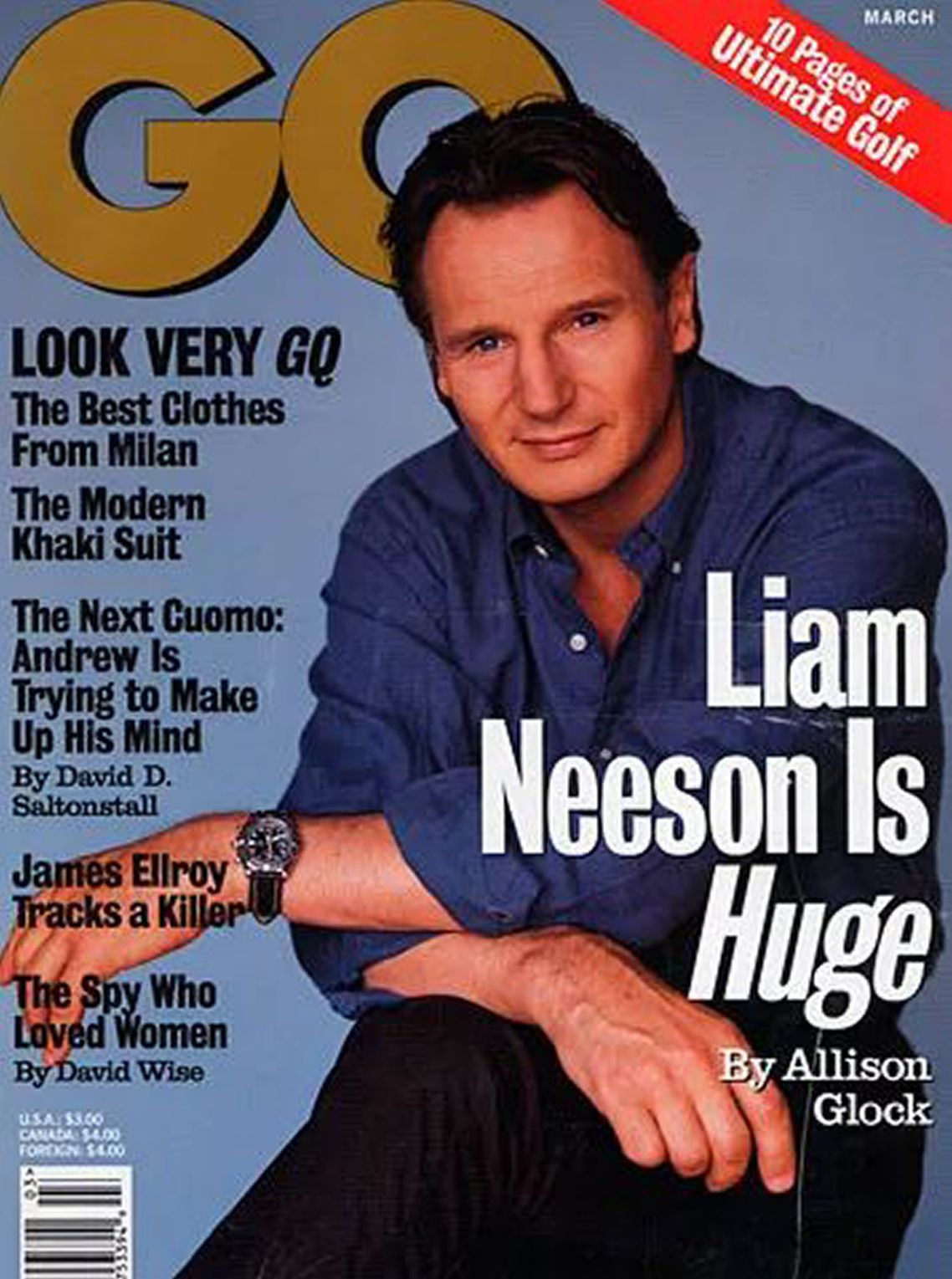 GENTLEMENS QUARTERLY magazine side cover  March 1998