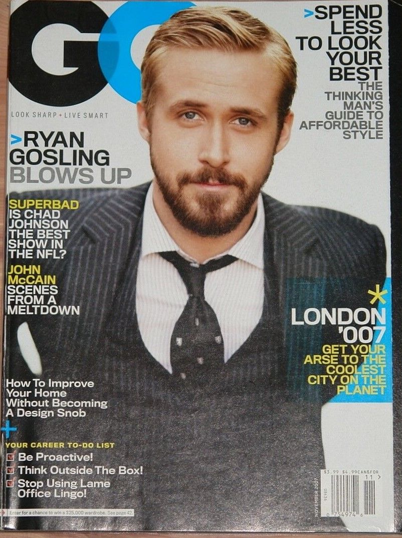 GENTLEMENS QUARTERLY magazine side cover  November 2007