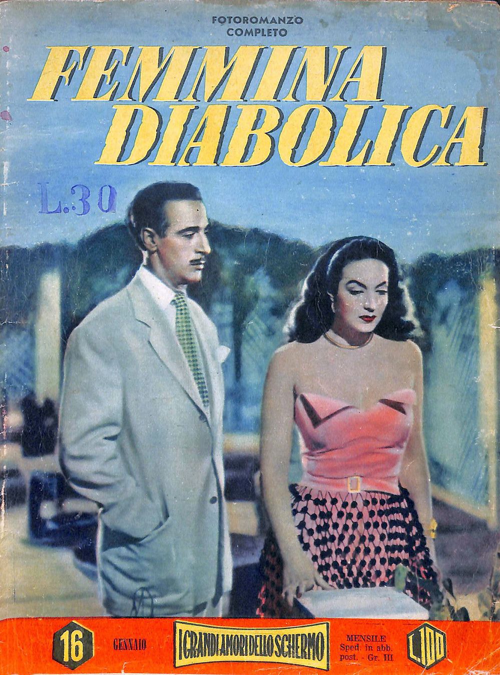I GRANDI AMORI DELLO SCHERMO magazine side cover Issue 16 January 1955