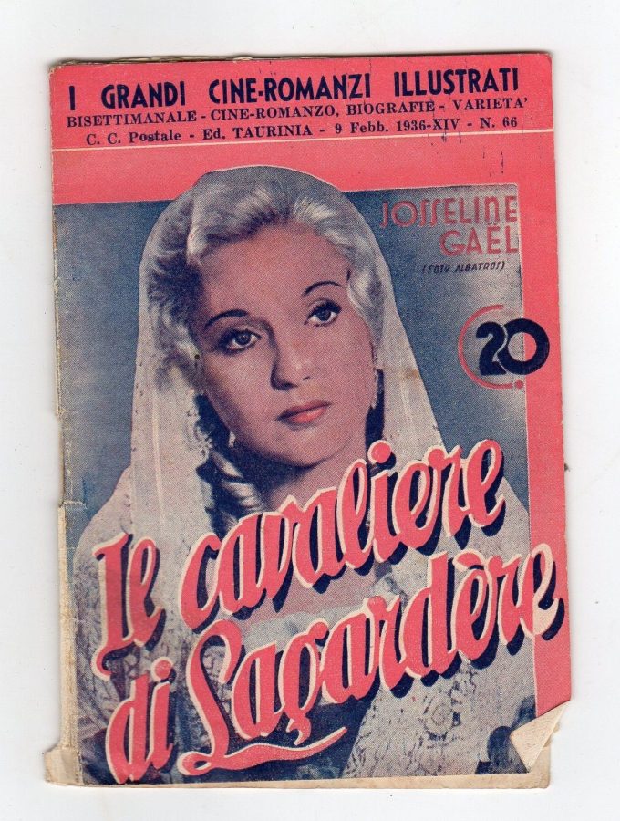 GRANDI CINE-ROMANZI ILLUSTRATI | I magazine side cover Issue 66 9 February 1936