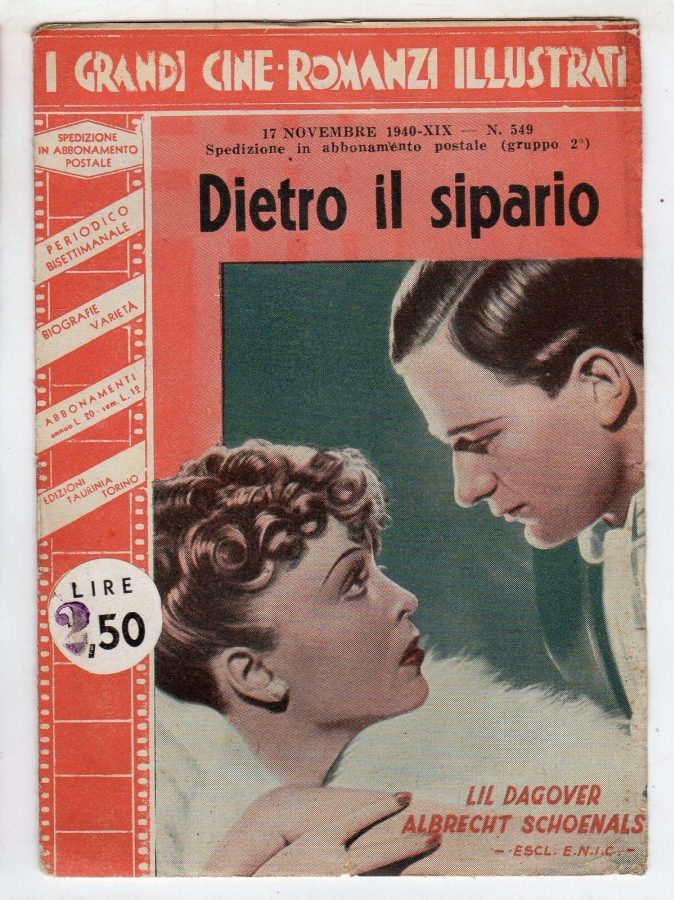 GRANDI CINE-ROMANZI ILLUSTRATI | I magazine side cover Issue 549 17 November 1940