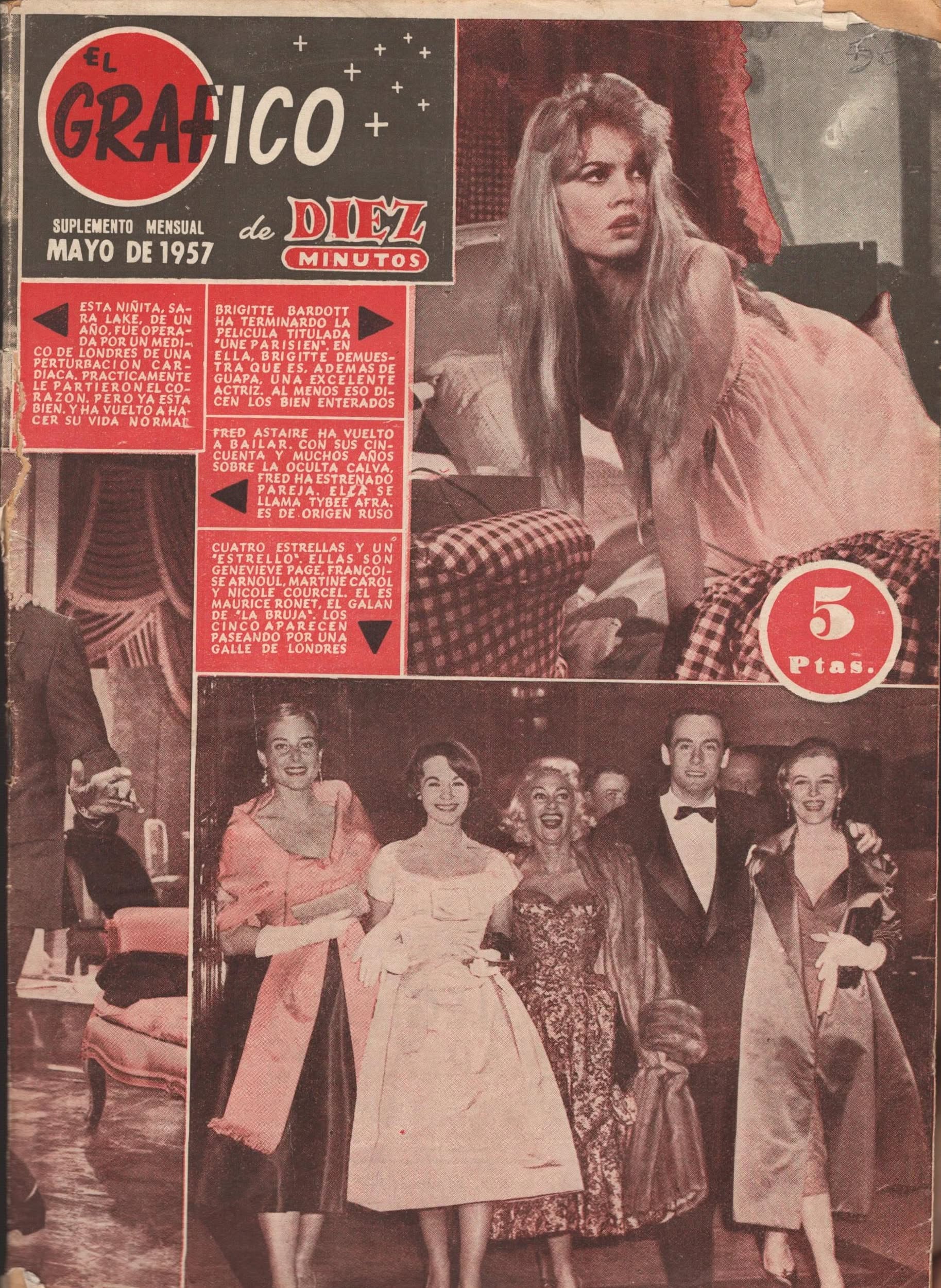 GRAFICO DE DIEZ MINUTOS magazine side cover  May 1957