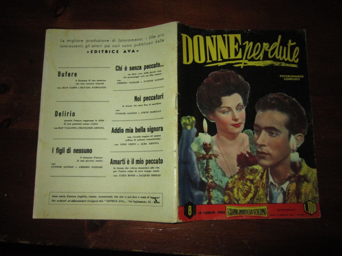 I GRANDI AMORI DELLO SCHERMO magazine side cover Issue 8 15 July 1954