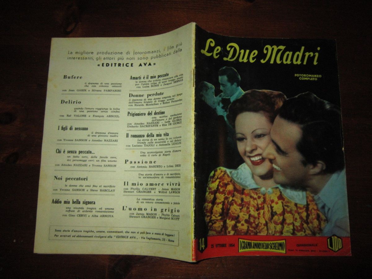 I GRANDI AMORI DELLO SCHERMO magazine side cover Issue 14 25 October 1954
