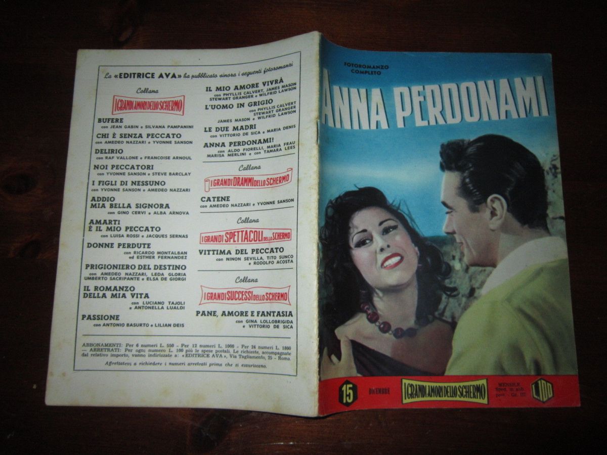 I GRANDI AMORI DELLO SCHERMO magazine side cover Issue 15  December 1954