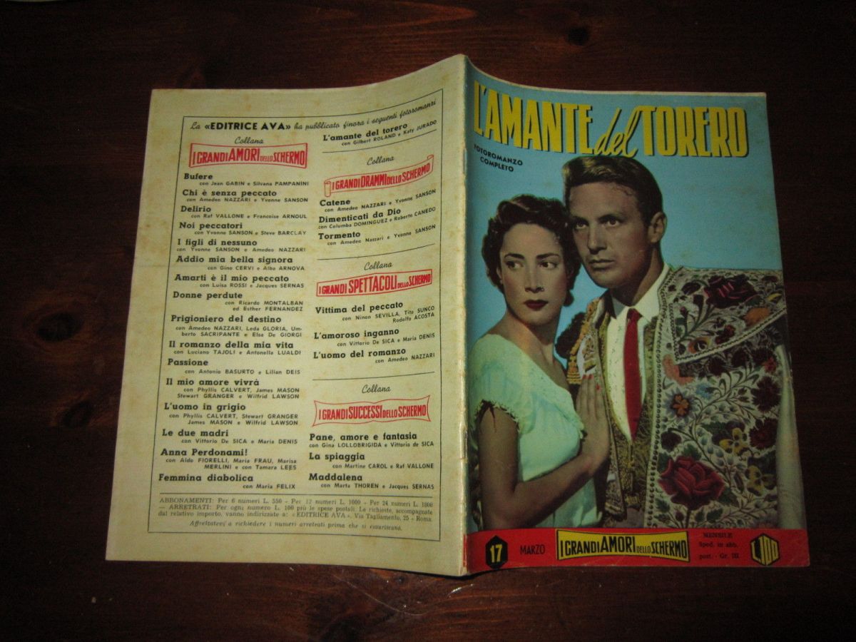 I GRANDI AMORI DELLO SCHERMO magazine side cover Issue 17  March 1955