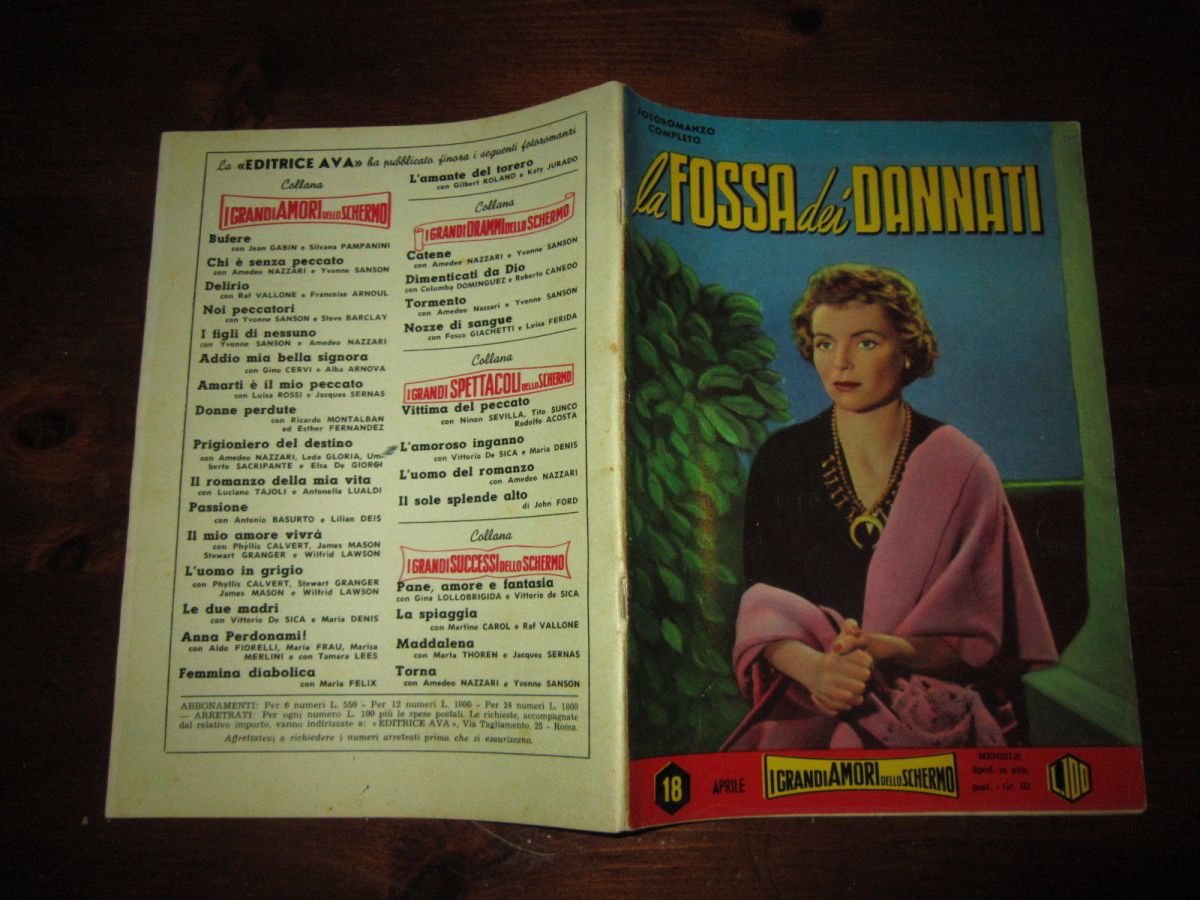 I GRANDI AMORI DELLO SCHERMO magazine side cover Issue 18  April 1955