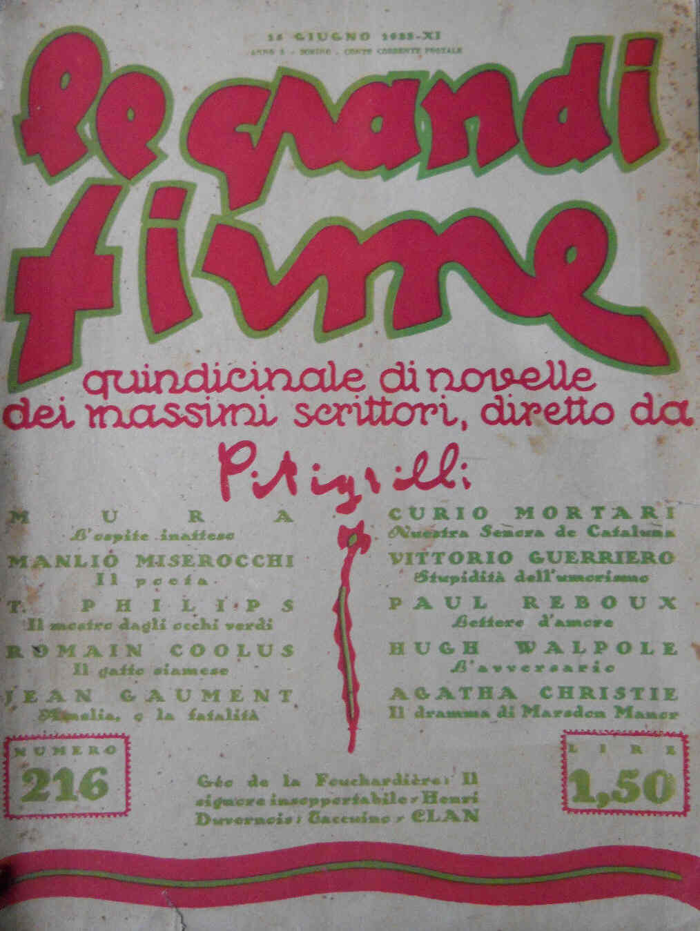 GRANDI FIRME | LE magazine side cover Issue 216 15 June 1933