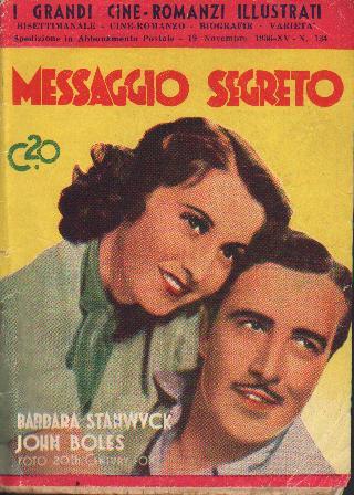GRANDI CINE-ROMANZI ILLUSTRATI | I magazine side cover Issue 134 19 November 1936