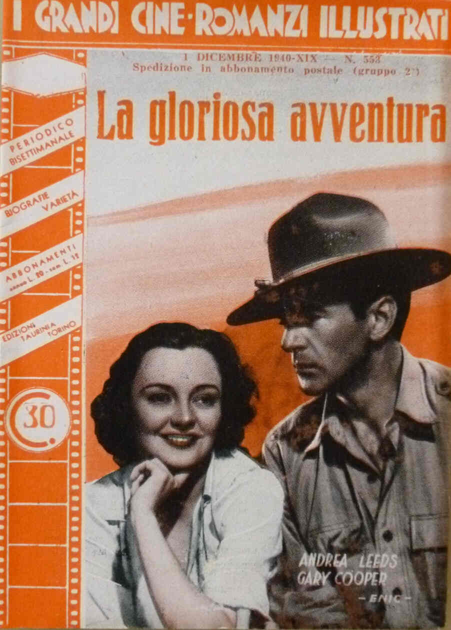 GRANDI CINE-ROMANZI ILLUSTRATI | I magazine side cover Issue 553 1 December 1940