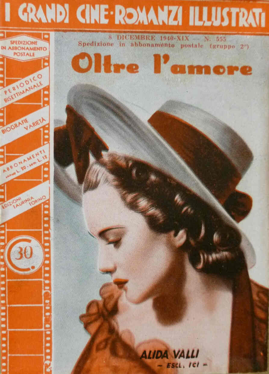 GRANDI CINE-ROMANZI ILLUSTRATI | I magazine side cover Issue 555 8 December 1940