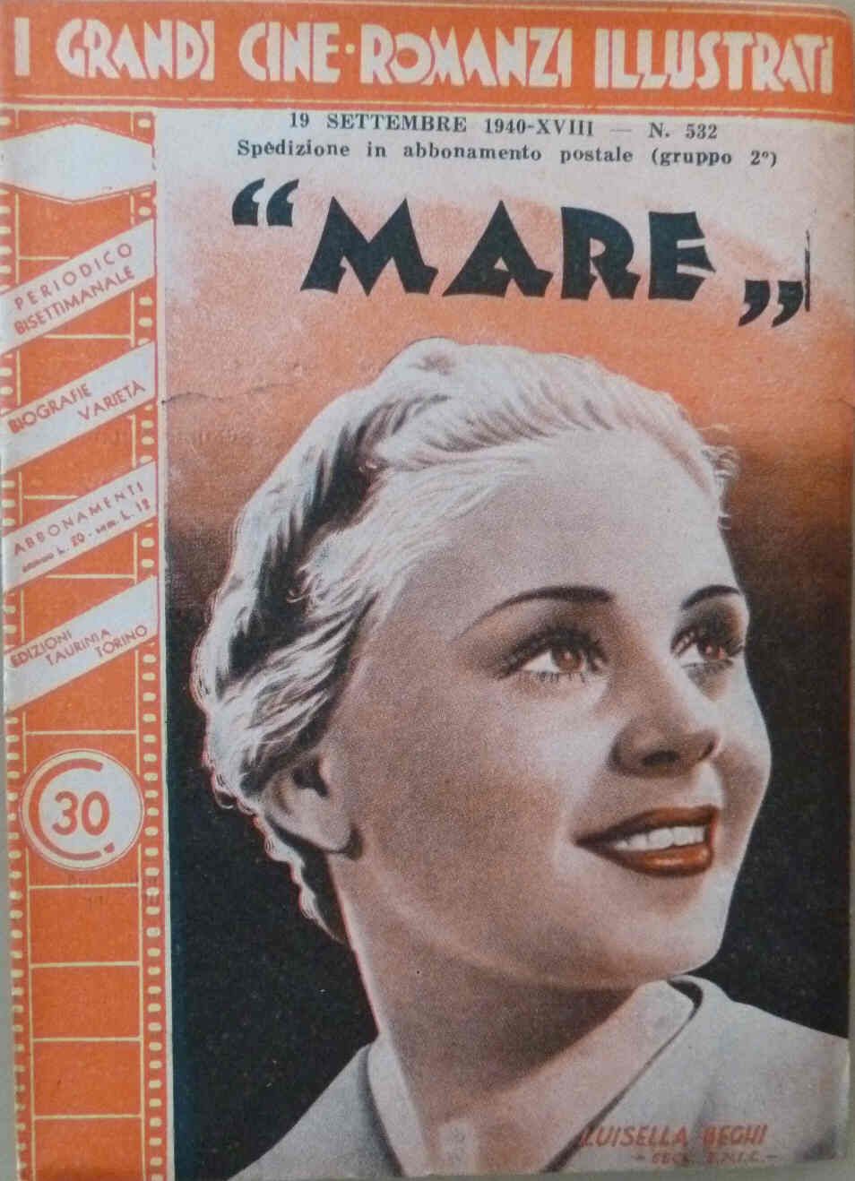 GRANDI CINE-ROMANZI ILLUSTRATI | I magazine side cover Issue 532 19 September 1940