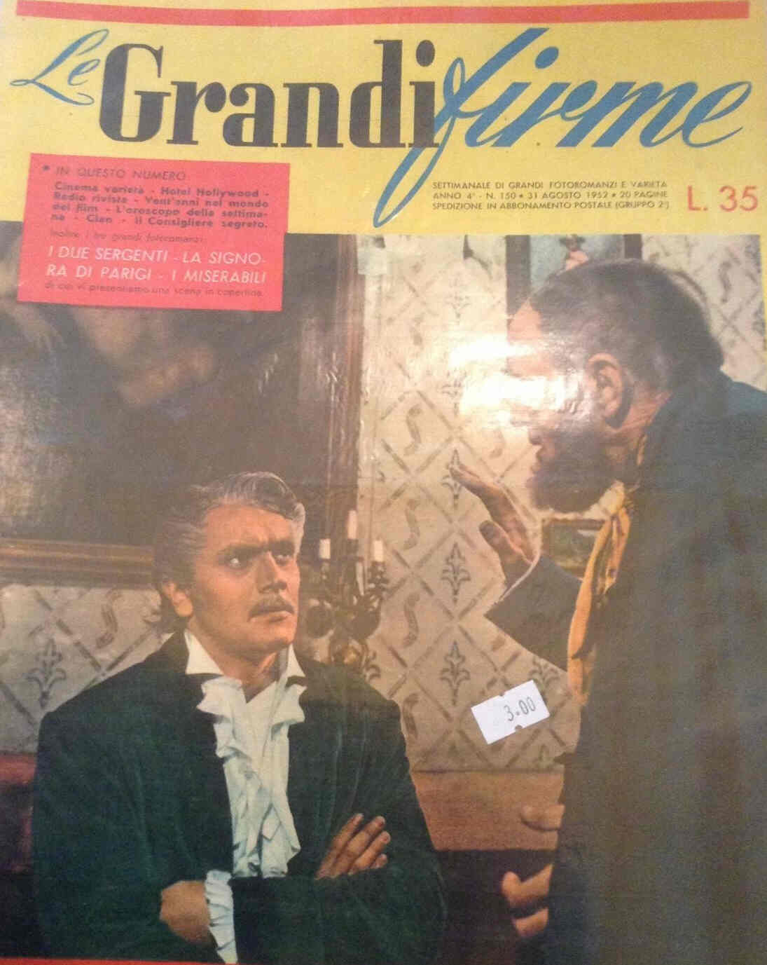 GRANDI FIRME|LE (1950s) magazine side cover Issue 150 31 August 1952