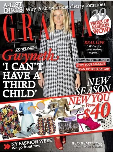 GRAZIA AUSTRALIA magazine side cover 20 February 2012