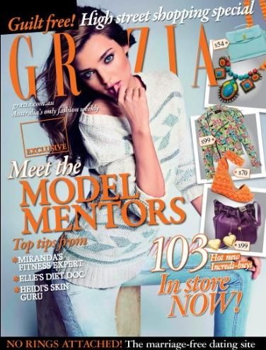 GRAZIA AUSTRALIA magazine side cover 16 December 2012