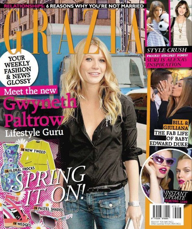 GRAZIA SOUTH AFRICA magazine side cover 12 September 2012
