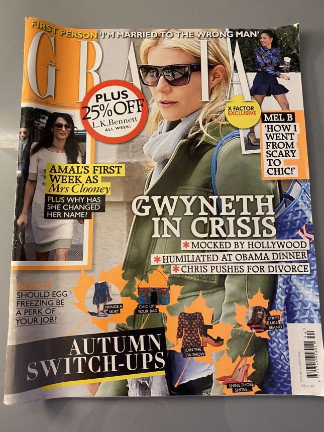 GRAZIA UK magazine side cover 27 October 2014