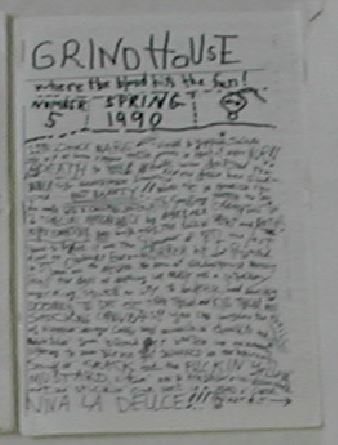 GRINDHOUSE (J.ADLER) magazine side cover Issue 5 Spring 1990