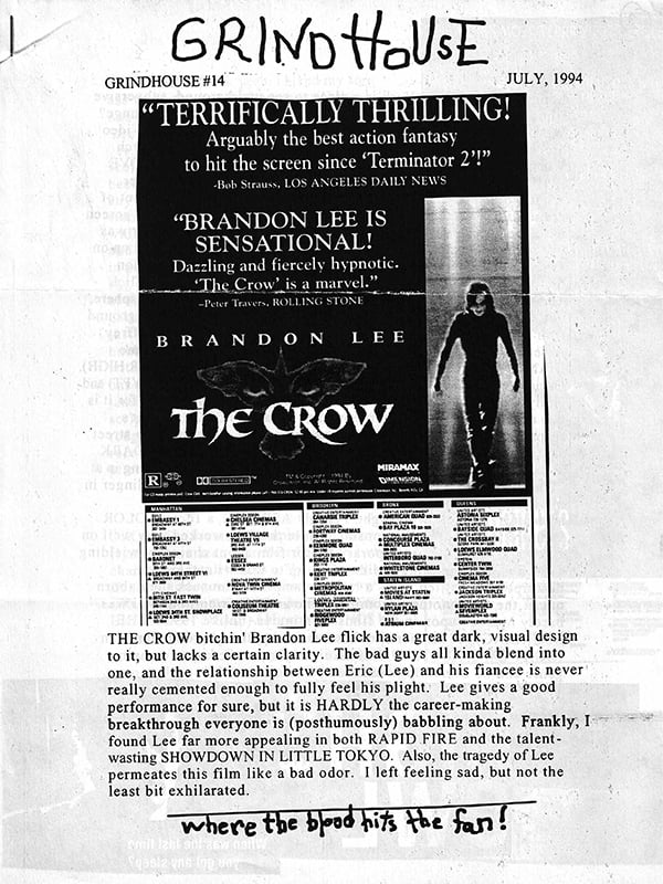 GRINDHOUSE (J.ADLER) magazine side cover Issue 14  July 1994