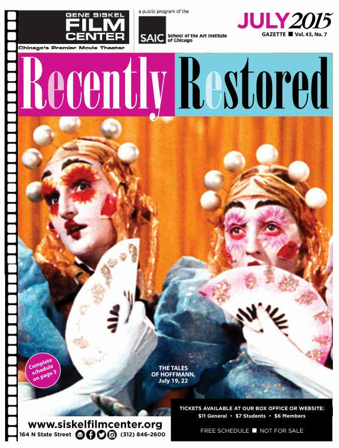 GENE SISKEL FILM CENTER magazine side cover July 2015