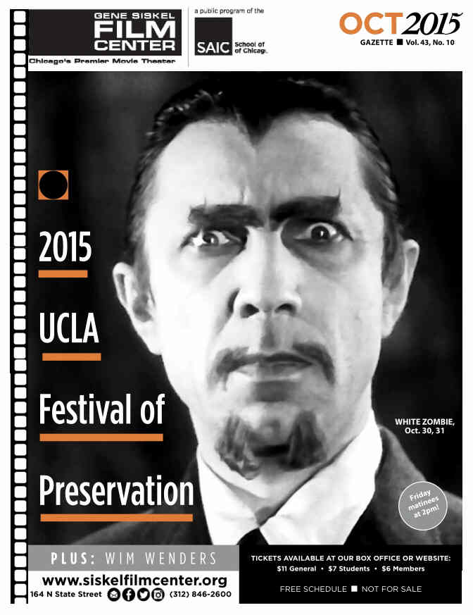 GENE SISKEL FILM CENTER magazine side cover October 2015