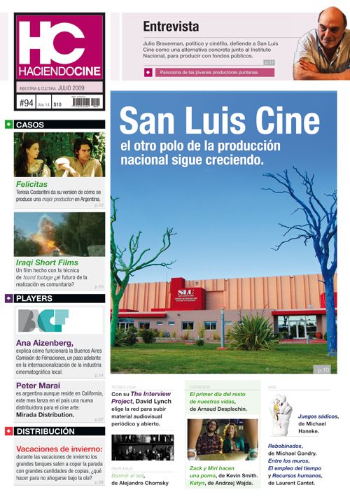 HACIENDO CINE magazine side cover Issue 94 July 2009