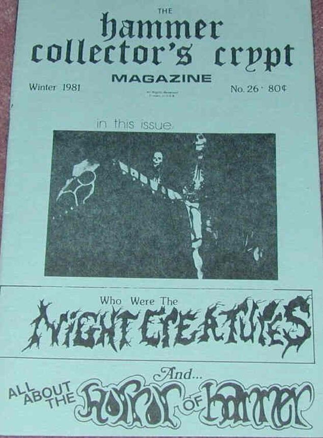 HAMMER COLLECTORS CRYPT magazine side cover Issue 26 Winter 1981