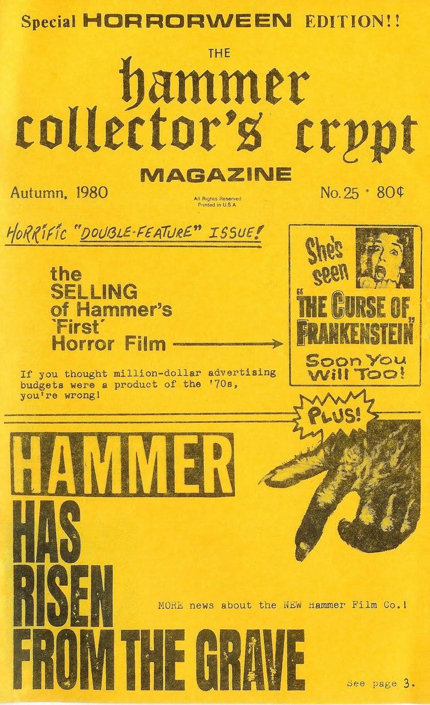 HAMMER COLLECTORS CRYPT magazine side cover Issue 25 Autumn 1980