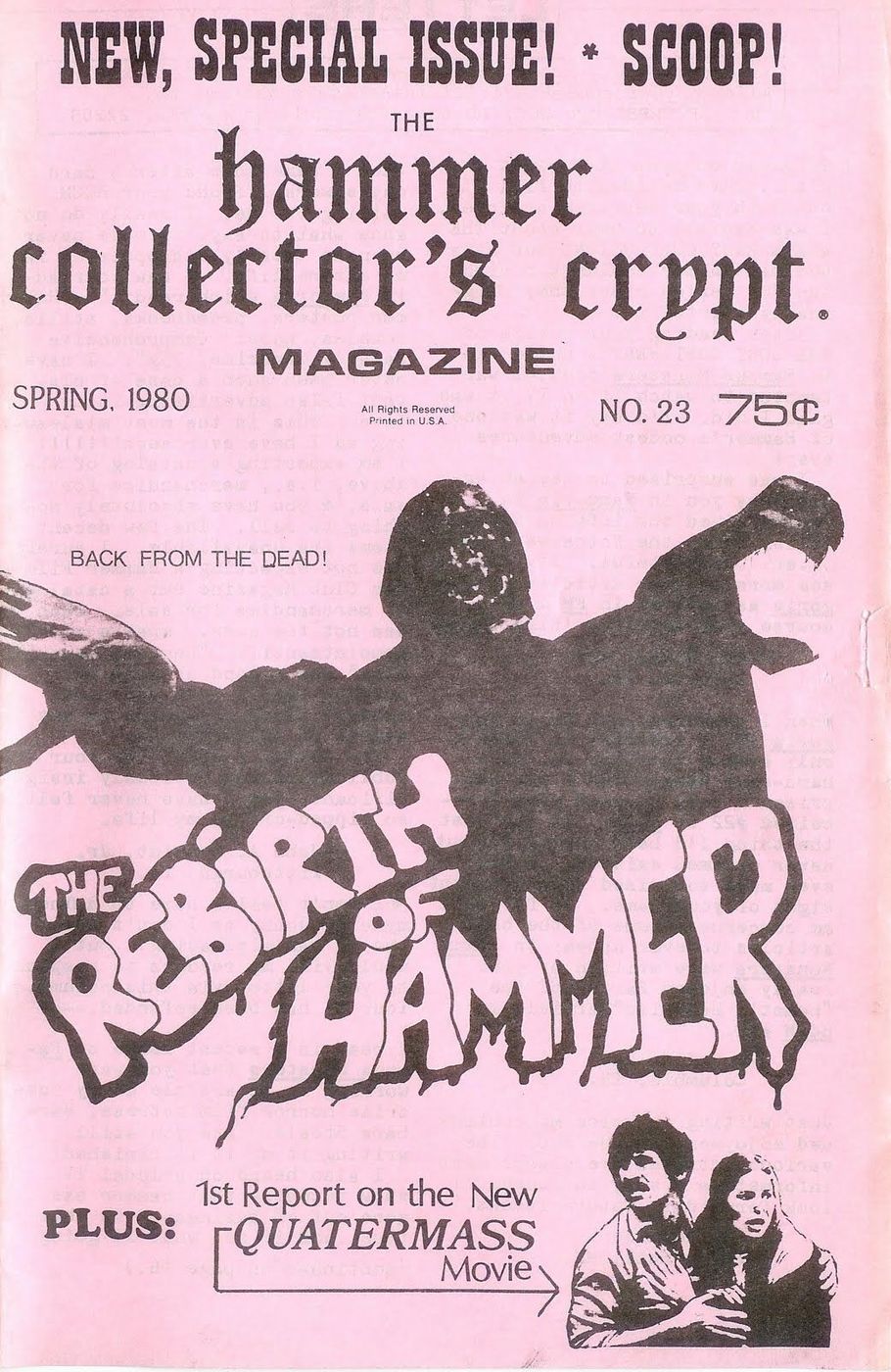 HAMMER COLLECTORS CRYPT magazine side cover Issue 23 Spring 1980