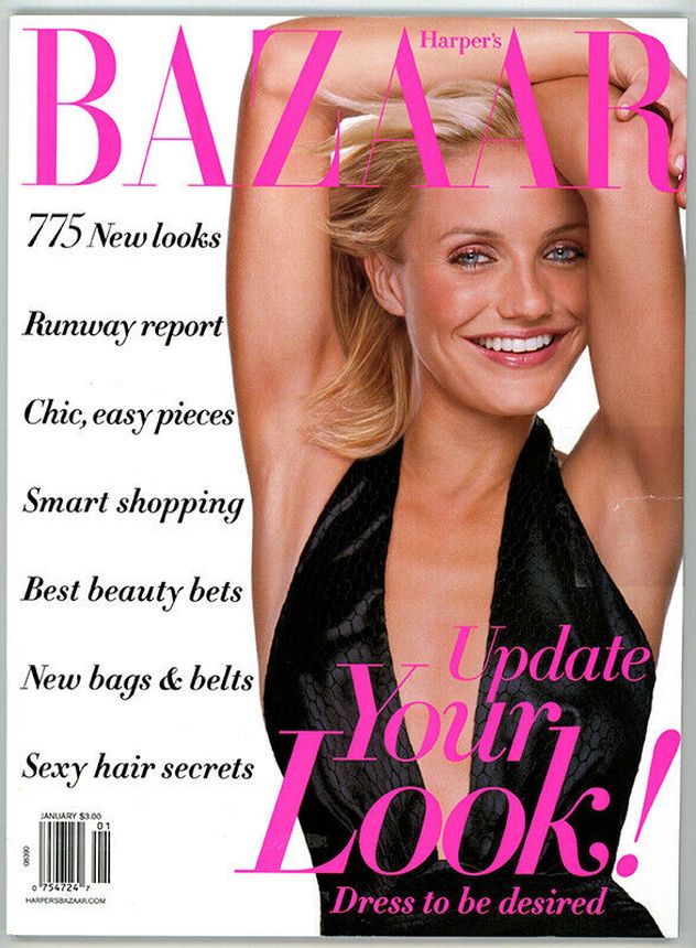 HARPERS BAZAAR USA magazine side cover  January 2002