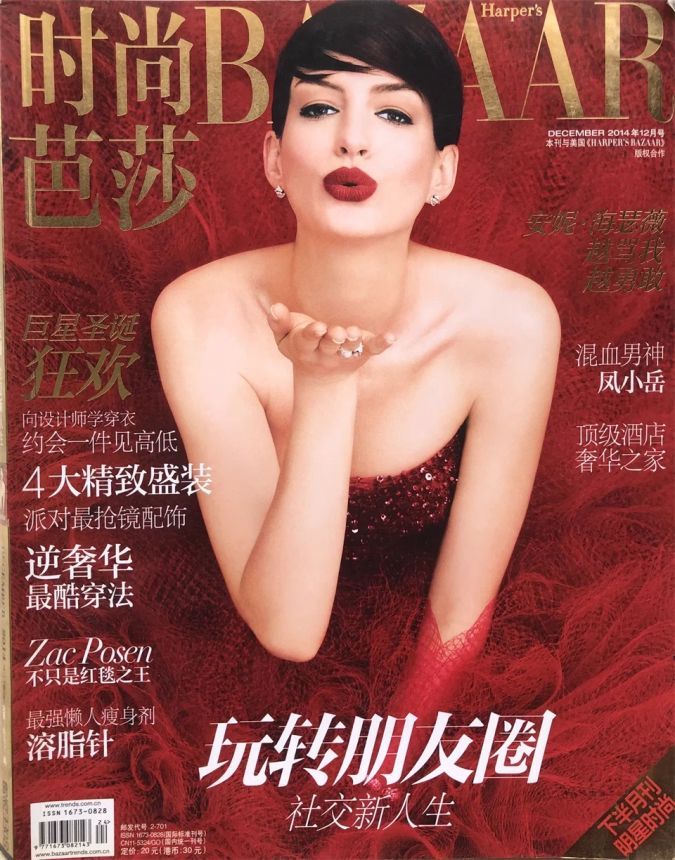 HARPERS BAZAAR CHINA magazine side cover  December 2014