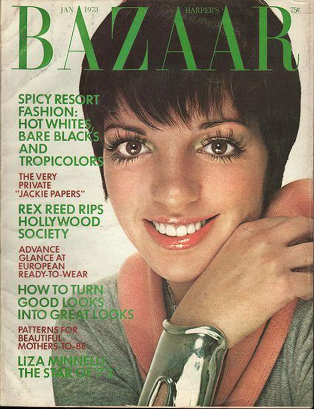 HARPERS BAZAAR USA magazine side cover  January 1973