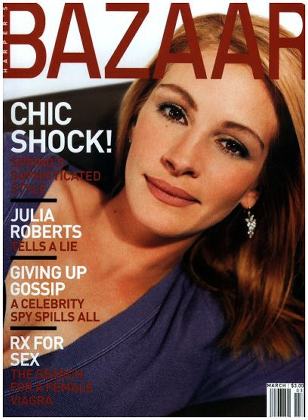 HARPERS BAZAAR USA magazine side cover  March 2000