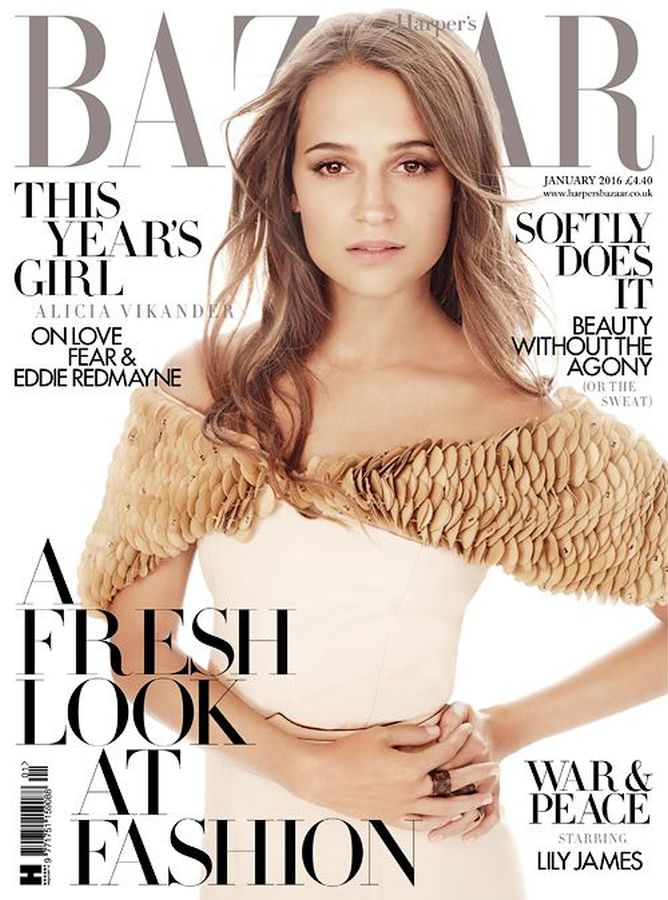 HARPERS BAZAAR UK magazine side cover  January 2016