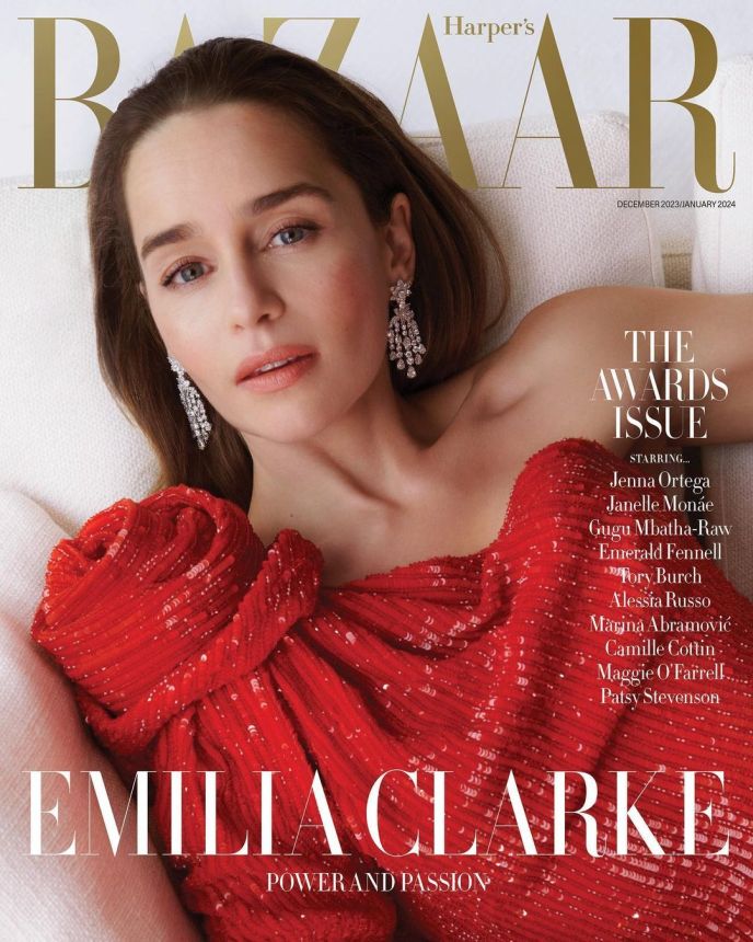HARPERS BAZAAR UK magazine side cover  December 2023/ January 2024 