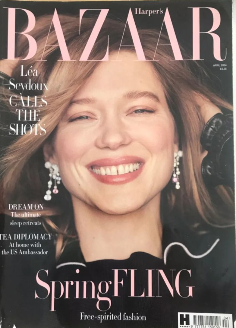 HARPERS BAZAAR UK magazine side cover  April 2024