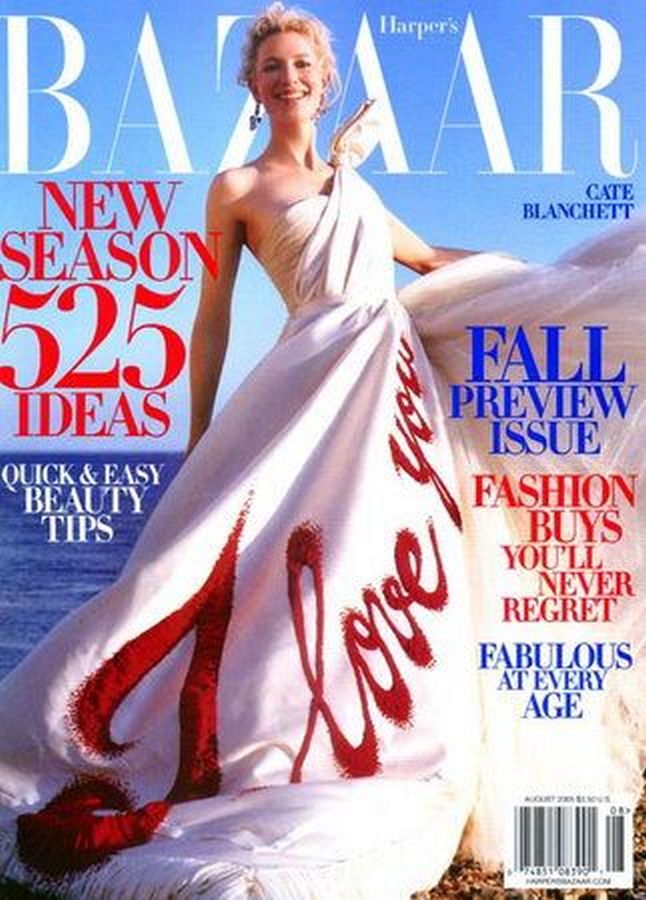 HARPERS BAZAAR USA magazine side cover  August 2005