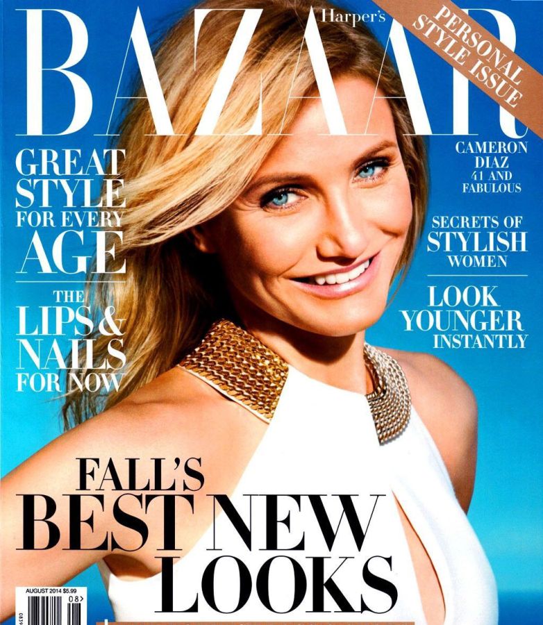 HARPERS BAZAAR USA magazine side cover  August 2014