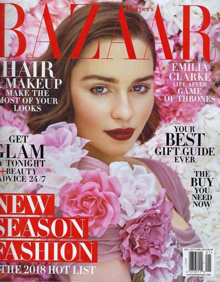 HARPERS BAZAAR USA magazine side cover  December 2017/ January 2018 