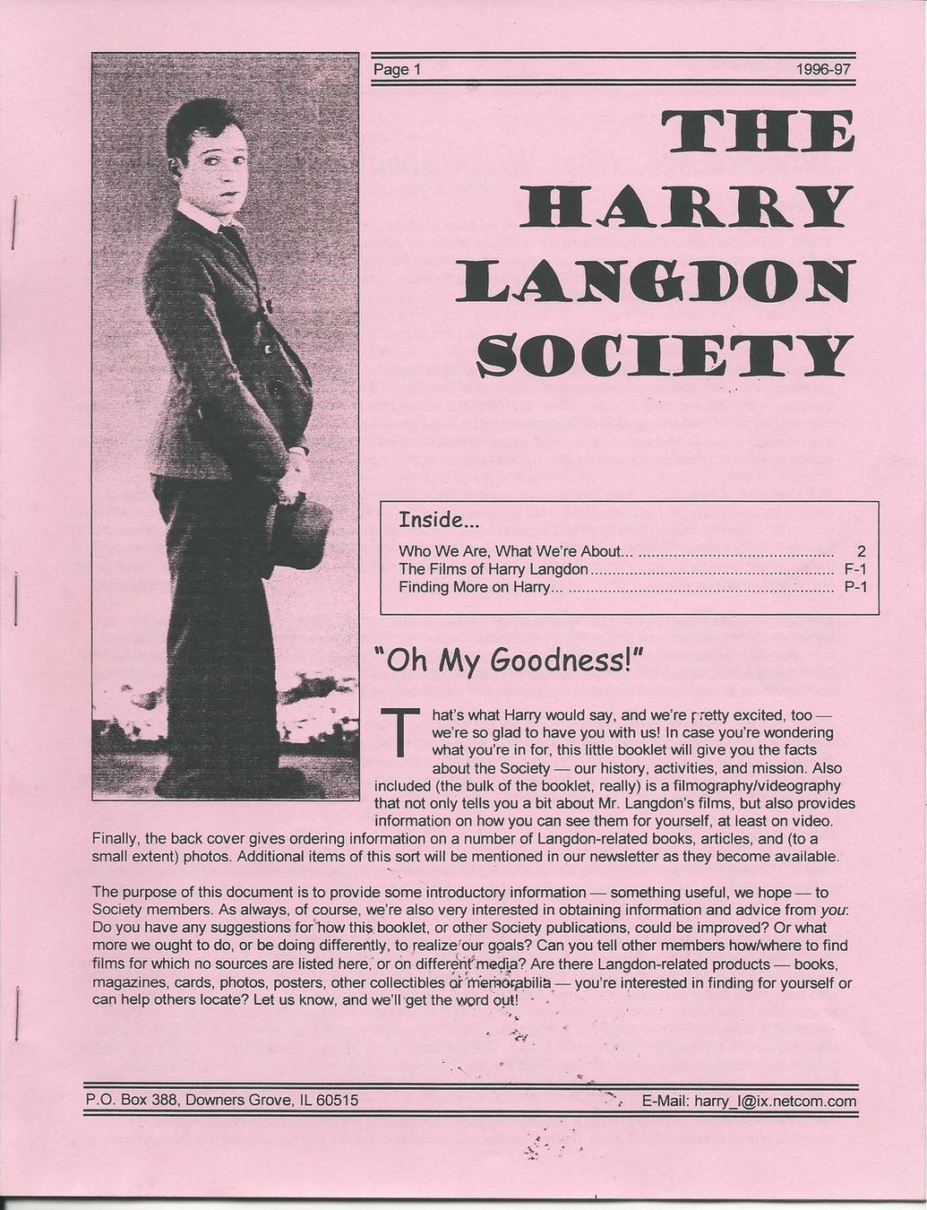 WILD ABOUT HARRY! magazine side cover  Introductory issue  1996