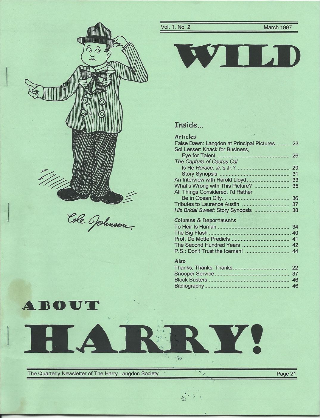 WILD ABOUT HARRY! magazine side cover Issue 2  Vol 1 No 2 March 1997